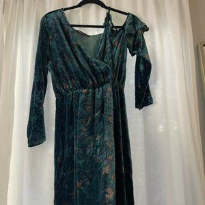 Zara | Dark Green Velour Dress